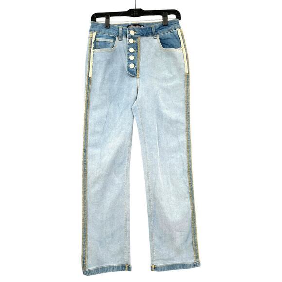 Blue Age Reverse Inside Out High-Waisted Button Fly Slim Fit Jeans Womens 7 - Picture 1 of 9